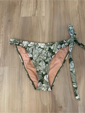 J. Crew Liberty Green Floral Tie-Side Bikini Bottoms